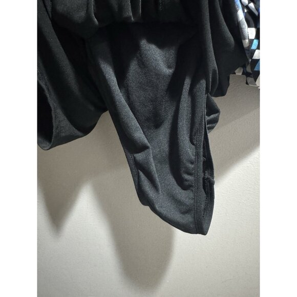 Longitude Size 12 Black White Blue Artsy One Piece Swimsuit Modest Coverage - Picture 4 of 6